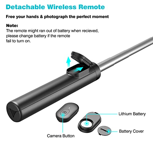 Selfie Stick, Extendable Selfie Stick Tripod with Wireless Remote and Tripod Stand Compact Size Lightweight Selfie Stick for Group Selfies/Live Streaming/Video Recording Compatible with All Cellphones by Erligpowht