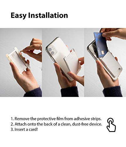 Ringke Slot Card Holder (2 Pack) Designed for Smartphones, Adhesive Stick On Wallet Case Minimalist Slim Hard Premium Credit Card Cash Sleeve - Clear Mist from Ringke
