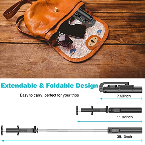 Selfie Stick, Extendable Selfie Stick Tripod with Wireless Remote and Tripod Stand Compact Size Lightweight Selfie Stick for Group Selfies/Live Streaming/Video Recording Compatible with All Cellphones by Erligpowht