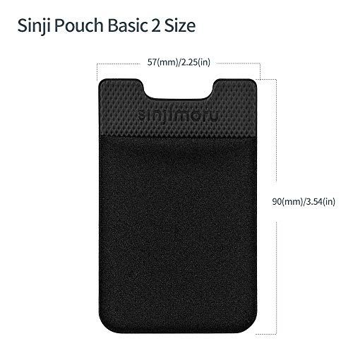 Sinjimoru Basic Cell Phone Wallet Stick on, Phone Card Holder for Back of Phone Functioning as Adhesive iPhone Wallet & iPhone Card Holder. Sinji Pouch Basic 2 Black by Sinjimoru