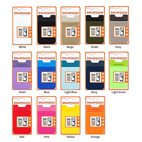 Sinjimoru Basic Cell Phone Wallet Stick on, Phone Card Holder for Back of Phone Functioning as Adhesive iPhone Wallet & iPhone Card Holder. Sinji Pouch Basic 2 Black by Sinjimoru