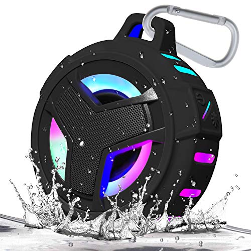 EBODA Bluetooth Shower Speaker, Portable Bluetooth Speakers, IP67 Waterproof Wireless Speaker with LED Light, Floating, 2000mAh, True Wireless Stereo for Kayak, Beach, Gifts for unisex -Black by EBODA
