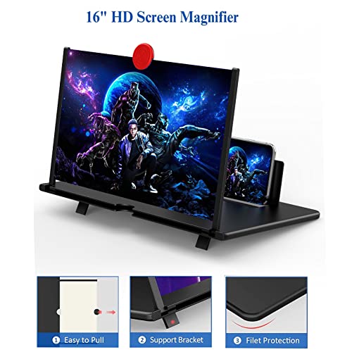 16" Screen Magnifier for Cell Phone - Mobile Phone 3D HD Magnifying Projector Screen Enlarger for Movies, Videos and Gaming â Foldable Phone Stand with Screen AmplifierâCompatible with All Phones by Fopudy