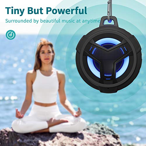 EBODA Bluetooth Shower Speaker, Portable Bluetooth Speakers, IP67 Waterproof Wireless Speaker with LED Light, Floating, 2000mAh, True Wireless Stereo for Kayak, Beach, Gifts for unisex -Black by EBODA