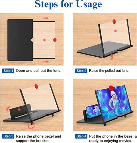16" Screen Magnifier for Cell Phone - Mobile Phone 3D HD Magnifying Projector Screen Enlarger for Movies, Videos and Gaming â Foldable Phone Stand with Screen AmplifierâCompatible with All Phones by Fopudy