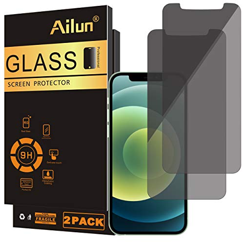 Ailun Privacy Screen Protector for iPhone 12/iPhone 12 Pro 2020 6.1 Inch 2 Pack Anti Spy Private Case Friendly, Tempered Glass [Black][2 Pack] from Siania