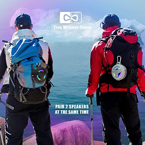 EBODA Bluetooth Shower Speaker, Portable Bluetooth Speakers, IP67 Waterproof Wireless Speaker with LED Light, Floating, 2000mAh, True Wireless Stereo for Kayak, Beach, Gifts for unisex -Black by EBODA