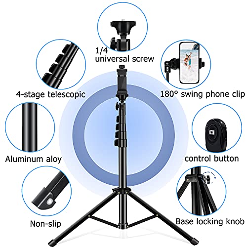 Selfie Stick Tripod, 64 inch Extendable Tripod Stand Phone Tripod Camera Tripod Wireless Remote Shutter Compatible with iPhone 13 12 11 pro Xs Max Xr,Android/Cameras by Alptoy