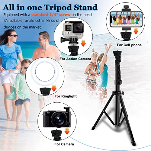 Selfie Stick Tripod, 64 inch Extendable Tripod Stand Phone Tripod Camera Tripod Wireless Remote Shutter Compatible with iPhone 13 12 11 pro Xs Max Xr,Android/Cameras by Alptoy