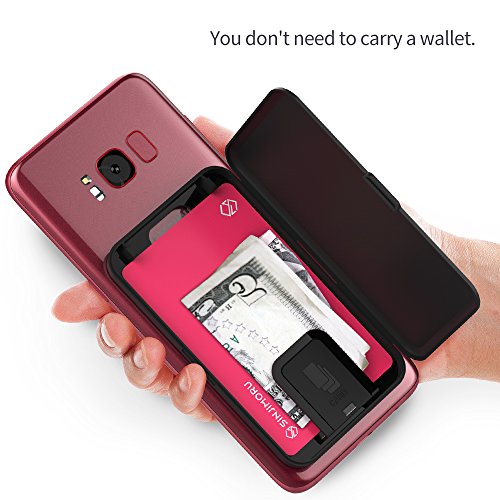 Sinjimoru Phone Card Holder Stick-on Phone Card Case, Phone Wallet Credit Card Holder on Back of Phone with up to 3 Cards and Cash Storage. Card Zip Black by Sinjimoru Co.Ltd