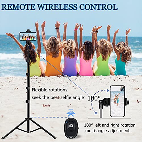Selfie Stick Tripod, 64 inch Extendable Tripod Stand Phone Tripod Camera Tripod Wireless Remote Shutter Compatible with iPhone 13 12 11 pro Xs Max Xr,Android/Cameras by Alptoy