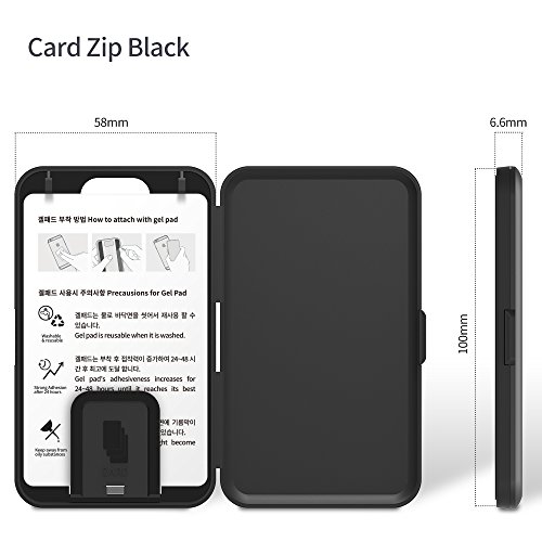 Sinjimoru Phone Card Holder Stick-on Phone Card Case, Phone Wallet Credit Card Holder on Back of Phone with up to 3 Cards and Cash Storage. Card Zip Black by Sinjimoru Co.Ltd