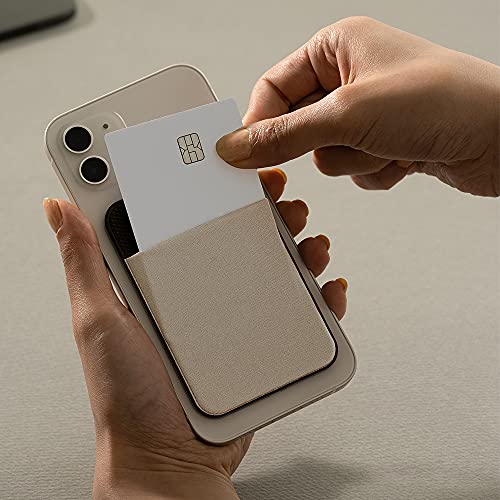 Sinjimoru Stretchy Magnetic Phone Wallet, Magnetic Card Holder for Back of Phone as Phone Wallet Stick On for MagSafe Wallet Compatible with iPhone 14 & 13 12 Series. M-Basic Black by Sinjimoru Co. Ltd