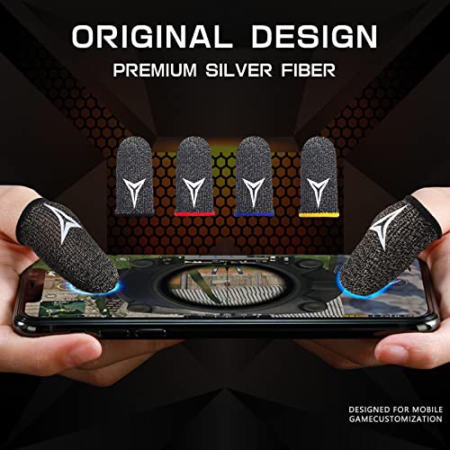 8 Pack Gaming Finger Sleeves for Mobile Gaming, 0.3mm Silver Fiber, Smooth Operation, Anti-Sweat, Extremely Thin, Nuozme Finger Sleeves Fit Mobile Phone Tablet Devices(Black) by Nuozme