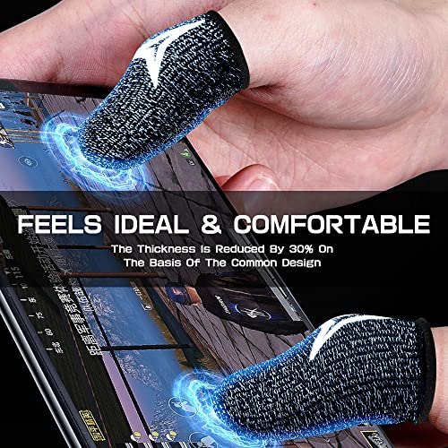 8 Pack Gaming Finger Sleeves for Mobile Gaming, 0.3mm Silver Fiber, Smooth Operation, Anti-Sweat, Extremely Thin, Nuozme Finger Sleeves Fit Mobile Phone Tablet Devices(Black) by Nuozme