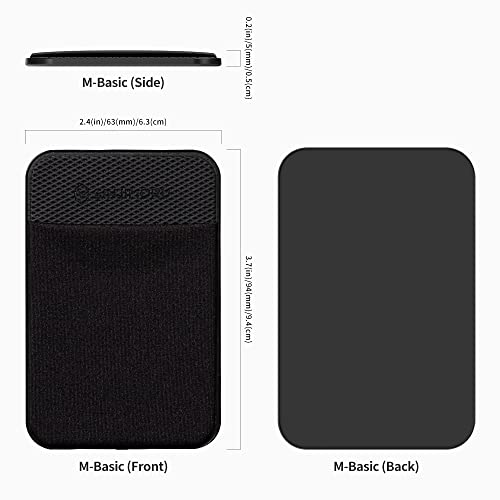 Sinjimoru Stretchy Magnetic Phone Wallet, Magnetic Card Holder for Back of Phone as Phone Wallet Stick On for MagSafe Wallet Compatible with iPhone 14 & 13 12 Series. M-Basic Black by Sinjimoru Co. Ltd