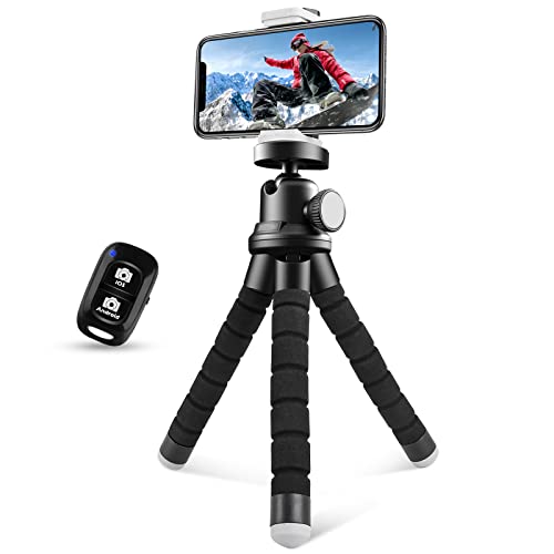 Sensyne Phone Tripod, Flexible Cell Phone Tripod with Phone Holder and Wireless Remote, Mini Travel Tripod Stand, Compatible with All Cell Phones, Cameras (Black) by sensyne