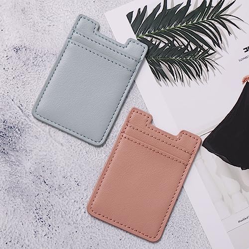 Fulgamo 2Pack Phone Wallet,Leather Phone Card Holder Adhesive Stick On Credit Card Pocket for Back of Phone Case iPhone and Android-Pink,Blue by Fulgamo