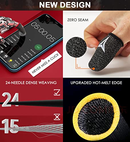 8 Pack Gaming Finger Sleeves for Mobile Gaming, 0.3mm Silver Fiber, Smooth Operation, Anti-Sweat, Extremely Thin, Nuozme Finger Sleeves Fit Mobile Phone Tablet Devices(Black) by Nuozme