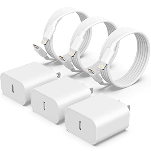 [Apple MFi Certified] 3 Pack iPhone 14 13 Fast Charger, 20W PD USB C Wall Charger Adapter with 3 Pack 6FT Type C to Lightning Cable Compatible with iPhone 14/13 Pro/13/12/12 Mini/12 Pro Max/11 Pro Max by ILOUYU