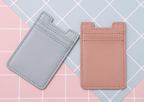 Fulgamo 2Pack Phone Wallet,Leather Phone Card Holder Adhesive Stick On Credit Card Pocket for Back of Phone Case iPhone and Android-Pink,Blue by Fulgamo
