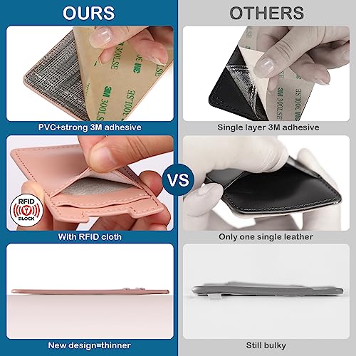 Fulgamo 2Pack Phone Wallet,Leather Phone Card Holder Adhesive Stick On Credit Card Pocket for Back of Phone Case iPhone and Android-Pink,Blue by Fulgamo