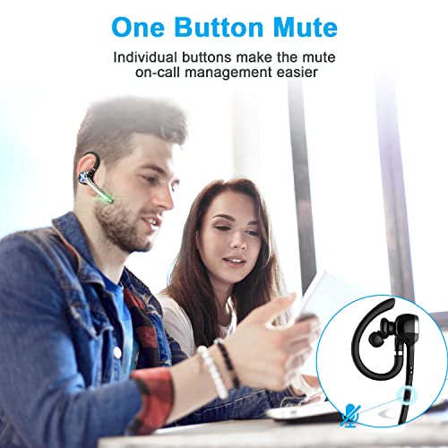 HEIBAS Bluetooth Headset, Wireless Bluetooth Earpiece with 500mAh Charging Case 72 Hours Talking Time Built-in Microphone for iOS Android Cell Phone, V5.1 Hand-Free Headphones for Trucker, Office by Origin qilin
