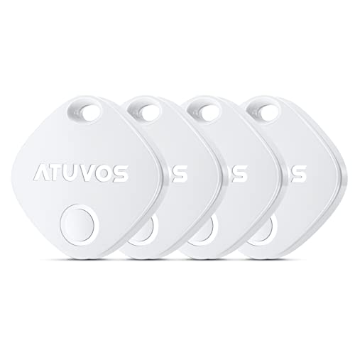 ATUVOS Luggage Tracker, Key Finder, Smart Bluetooth Tracker Pairs with Apple Find My (iOS Only), Item Locator for Bags, Wallets, Keys, Waterproof IP67, Anti-Lost 4 Pack from ATUVOS