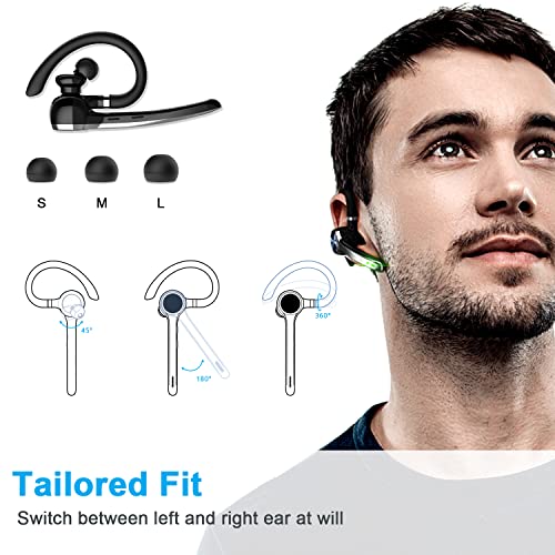 HEIBAS Bluetooth Headset, Wireless Bluetooth Earpiece with 500mAh Charging Case 72 Hours Talking Time Built-in Microphone for iOS Android Cell Phone, V5.1 Hand-Free Headphones for Trucker, Office by Origin qilin