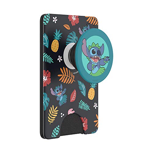 PopSockets Phone Wallet with Expanding Grip, Phone Card Holder, Wireless Charging Compatible, Lilo & Stitch - Stitch Aloha Pattern by PopSockets