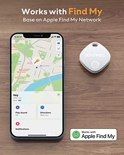 ATUVOS Luggage Tracker, Key Finder, Smart Bluetooth Tracker Pairs with Apple Find My (iOS Only), Item Locator for Bags, Wallets, Keys, Waterproof IP67, Anti-Lost 4 Pack from ATUVOS