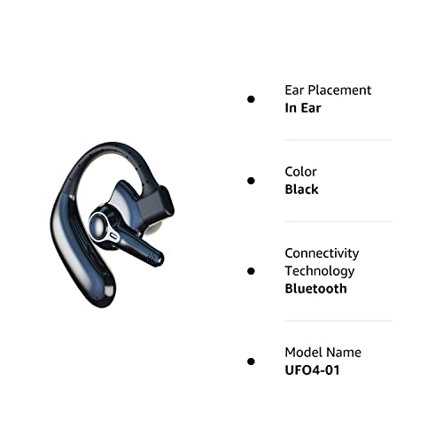 emotal Dual-Mic AI Noise Cancelling Bluetooth Headset for Cell Phones, 10 Days Standby 30Hrs HD Talktime Bluetooth Earpiece IPX6 Waterproof Ultralight for Driving/Truckers/Business,Black by emotal