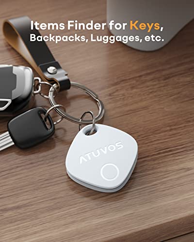 ATUVOS Luggage Tracker, Key Finder, Smart Bluetooth Tracker Pairs with Apple Find My (iOS Only), Item Locator for Bags, Wallets, Keys, Waterproof IP67, Anti-Lost 4 Pack from ATUVOS