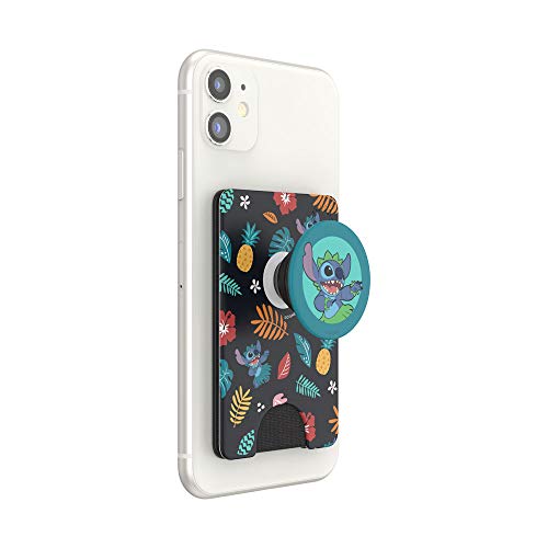 PopSockets Phone Wallet with Expanding Grip, Phone Card Holder, Wireless Charging Compatible, Lilo & Stitch - Stitch Aloha Pattern by PopSockets