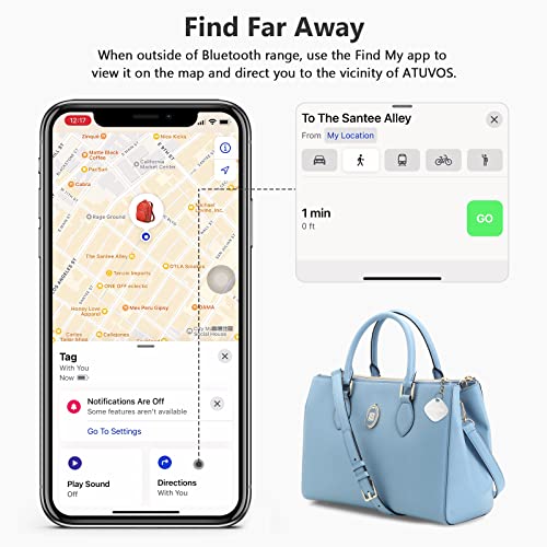 ATUVOS Luggage Tracker, Key Finder, Smart Bluetooth Tracker Pairs with Apple Find My (iOS Only), Item Locator for Bags, Wallets, Keys, Waterproof IP67, Anti-Lost 4 Pack from ATUVOS