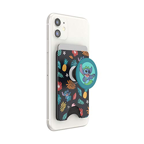 PopSockets Phone Wallet with Expanding Grip, Phone Card Holder, Wireless Charging Compatible, Lilo & Stitch - Stitch Aloha Pattern by PopSockets