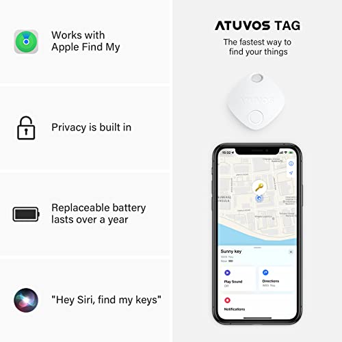 ATUVOS Luggage Tracker, Key Finder, Smart Bluetooth Tracker Pairs with Apple Find My (iOS Only), Item Locator for Bags, Wallets, Keys, Waterproof IP67, Anti-Lost 4 Pack from ATUVOS