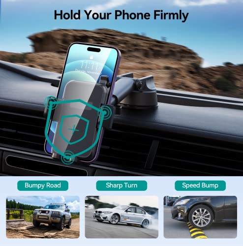 Car Phone Holder Mount, [Military-Grade Suction & Super Sturdy Base] 3 in 1 Universal Phone Mount For Car Dashboard Windshield Air Vent Hands Free Car Phone Mount for iPhone Android All Smartphone by DOLYOFG