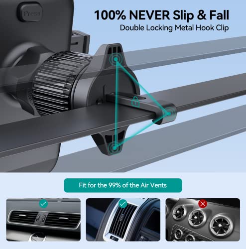 Car Phone Holder Mount, [Military-Grade Suction & Super Sturdy Base] 3 in 1 Universal Phone Mount For Car Dashboard Windshield Air Vent Hands Free Car Phone Mount for iPhone Android All Smartphone by DOLYOFG
