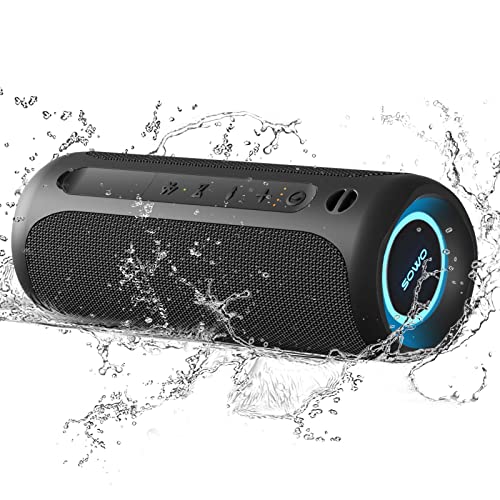 Bluetooth Shower Speaker Waterproof - Small Portable Bluetooth Speaker Wireless with Clip - Powerful Bass and Louder Volume - Colorful Lights and Lightweight with TWS Pairing - Black by SOWO Audio