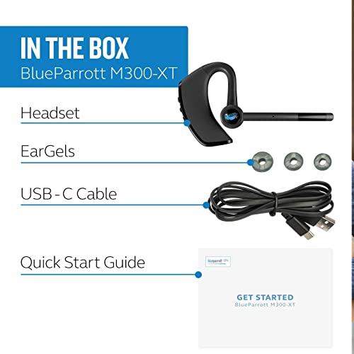 BlueParrott M300-XT Noise Cancelling Hands-free Mono Bluetooth Headset for Mobile Phones with up to 14 Hours of Talk Time for On-The-Go Mobile Professionals & Drivers from BlueParrott