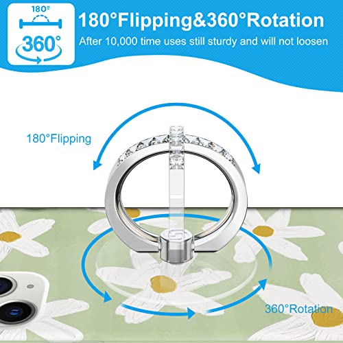 Transparent Phone Ring Holder 2 Pcs, Jsoerpay Clear Cell Phone Ring Holder with Diamond, Finger Grip 360Â°Rotation Compatible with Most of The Phones, Tablet and Case (Silver) by Jsoerpay