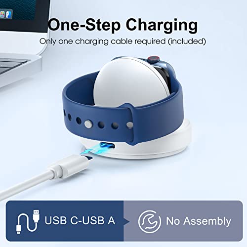 ZAPOGO Portable Magnetic Charging Dock for Apple Watch, Wireless Fast Watch Charger Stand with Charging Cable, Support Nightstand Mode, Compatible with Apple Watch Series 8 7 SE 6 5 4 3 2-White by ZAPOGO