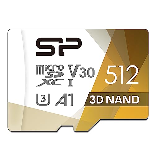Silicon Power 512GB Micro SD Card U3 SDXC microsdxc High Speed MicroSD Memory Card with Adapter for Nintendo-Switch, DJI Pocket 2 and Drone from SP Silicon Power