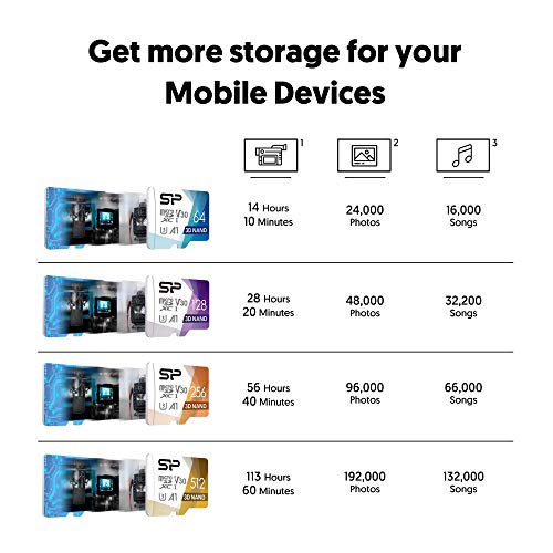 Silicon Power 512GB Micro SD Card U3 SDXC microsdxc High Speed MicroSD Memory Card with Adapter for Nintendo-Switch, DJI Pocket 2 and Drone from SP Silicon Power