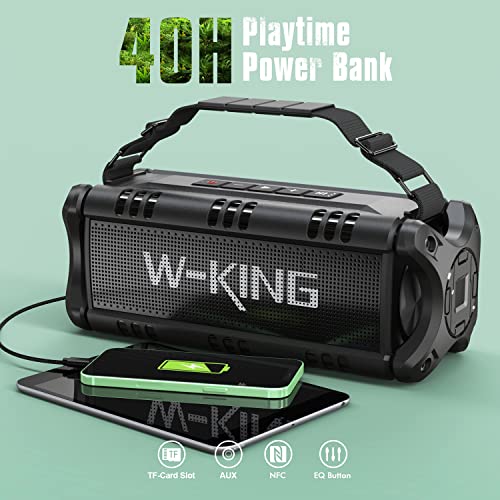 W-KING Bluetooth Speaker, 50W IPX6 Waterproof Loud Speakers Bluetooth Wireless, Large Outdoor Portable Bluetooth Speakers with Subwoofer for Deep Bass/Bluetooth 5.0/Power Bank/40H Play/TF/AUX/NFC/EQ by SHENZHEN WEIKING TECHNOLOGY CO.,LTD