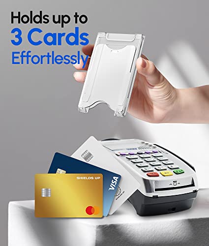 Shields Up for MagSafe Wallet Magnetic Card Holder Compatible with iPhone 14/14 Pro/14 Plus/14 Pro Max and iPhone 13/12 Series, Slim 3 Card Slot (Clear) from Shields Up Inc