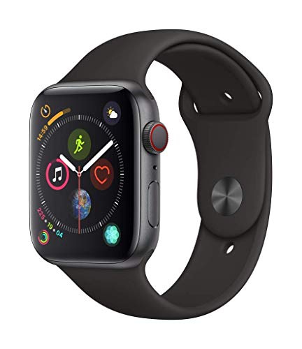 Apple Watch Series 4 (GPS + Cellular, 44MM) - Space Black Aluminum Case with Black Sport Band (Renewed) by Apple