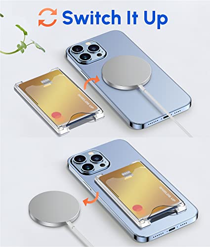 Shields Up for MagSafe Wallet Magnetic Card Holder Compatible with iPhone 14/14 Pro/14 Plus/14 Pro Max and iPhone 13/12 Series, Slim 3 Card Slot (Clear) from Shields Up Inc