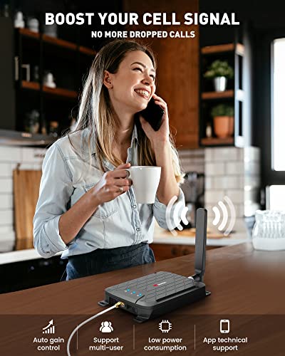 HiBoost Cell Phone Signal Booster for Home - Coverage up to 1500 sq ft | Cell Signal Boosts 5G/4G LTE - Verizon, AT&T, T-Mobile | Band 5, 12/17, 13 | App Remote Monitor | FCC Approved Cell Booster from HiBoost
